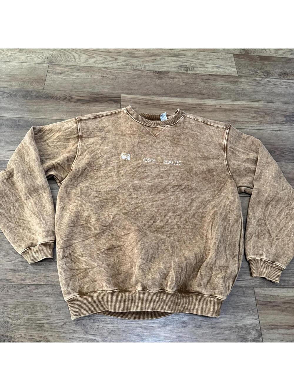 Vtg 90s McIntosh & Seymour Moss Beach California Crewneck Sweatshirt Brown